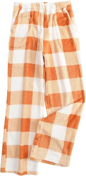 Womens Fleece Pajama Pants Buffalo Plaid Print Fuzzy PJ Bottoms Warm Cotton Flannel Loungewear Sleep Pants