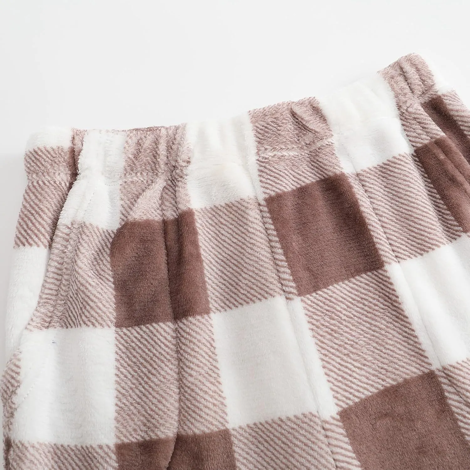 Womens Fleece Pajama Pants Buffalo Plaid Print Fuzzy PJ Bottoms Warm Cotton Flannel Loungewear Sleep Pants