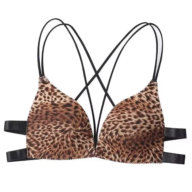 Women’s Floral Print Wireless Bralette - Front Buckle, Push-Up Comfort Lingerie