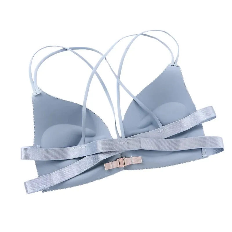 Women’s Floral Print Wireless Bralette - Front Buckle, Push-Up Comfort Lingerie