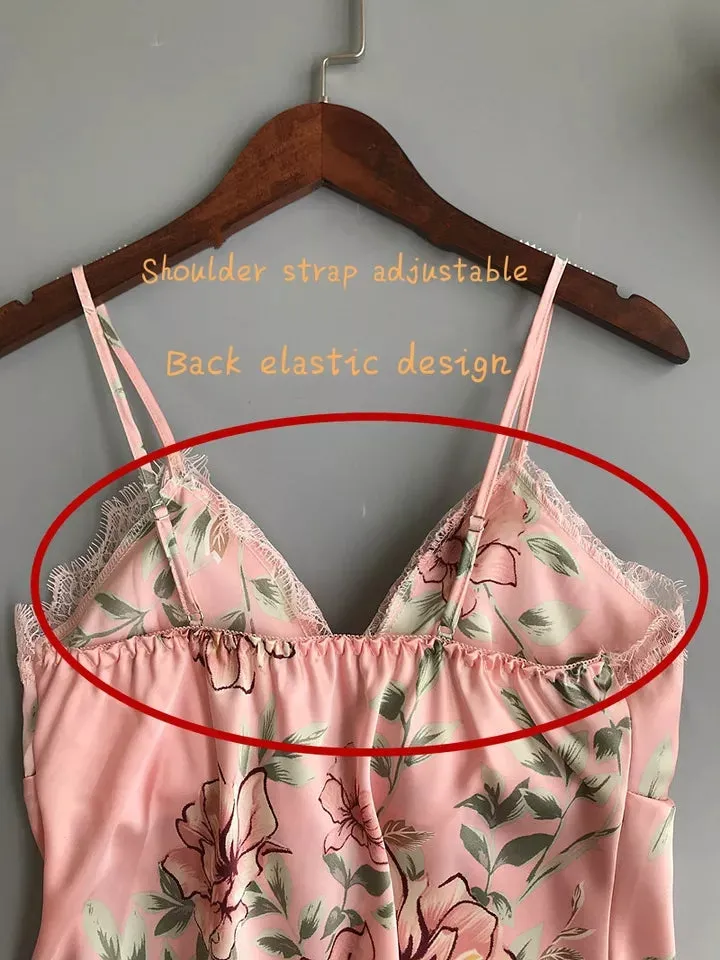 Women’s Floral Printed Lace-Trim Pajama Set (Cami Top   Shorts)