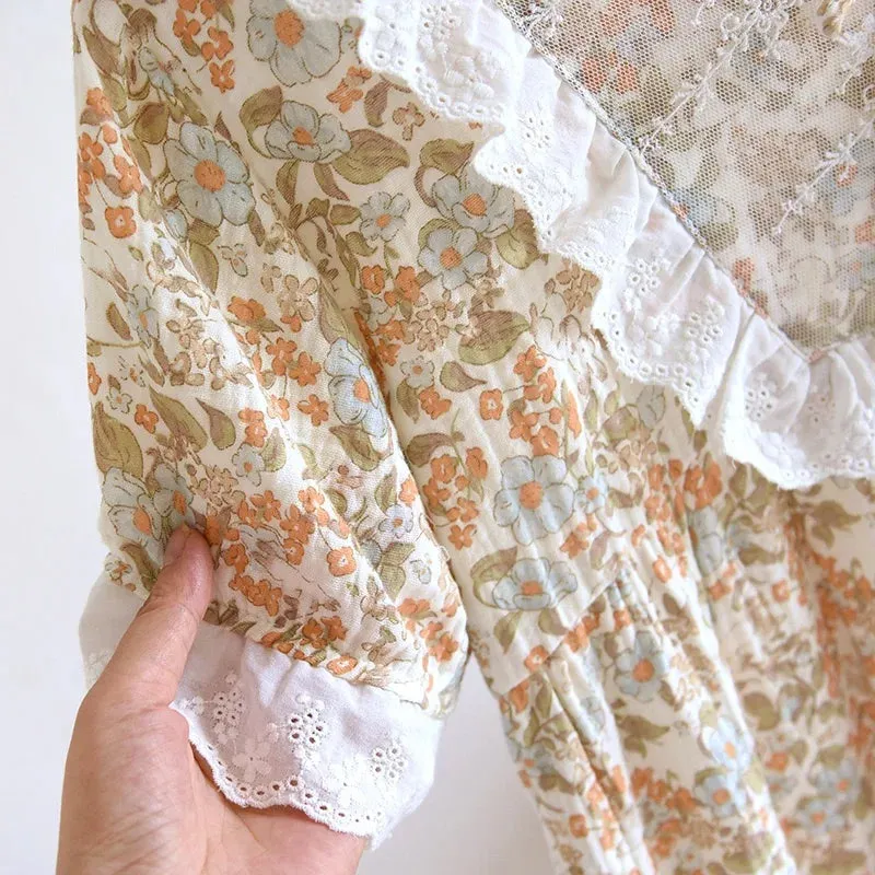 Women's Floral Sleepwear Dress in Pure Eco-friendly Cotton