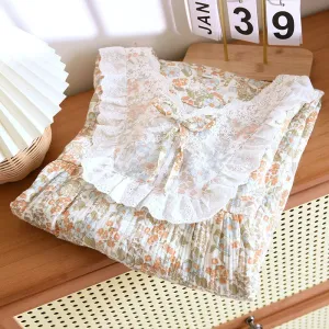 Women's Floral Sleepwear Dress in Pure Eco-friendly Cotton