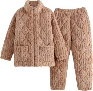 Womens Fluffy Pajama Sets Winter Loose Plush Sleepwear Pjs Fuzzy Fleece 2 Piece Long Sleeve Top And Pant Lounge Set