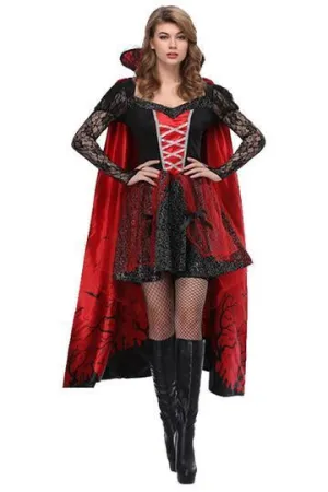 Women's Halloween Vampire Countess Cosplay Costume Dress With Robe