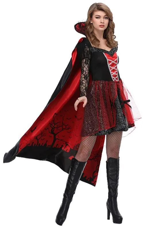 Women's Halloween Vampire Countess Cosplay Costume Dress With Robe
