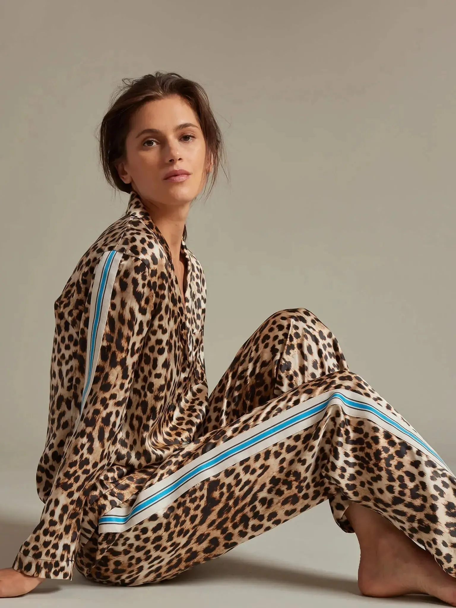 Women's Leopard Silk Pajama Set