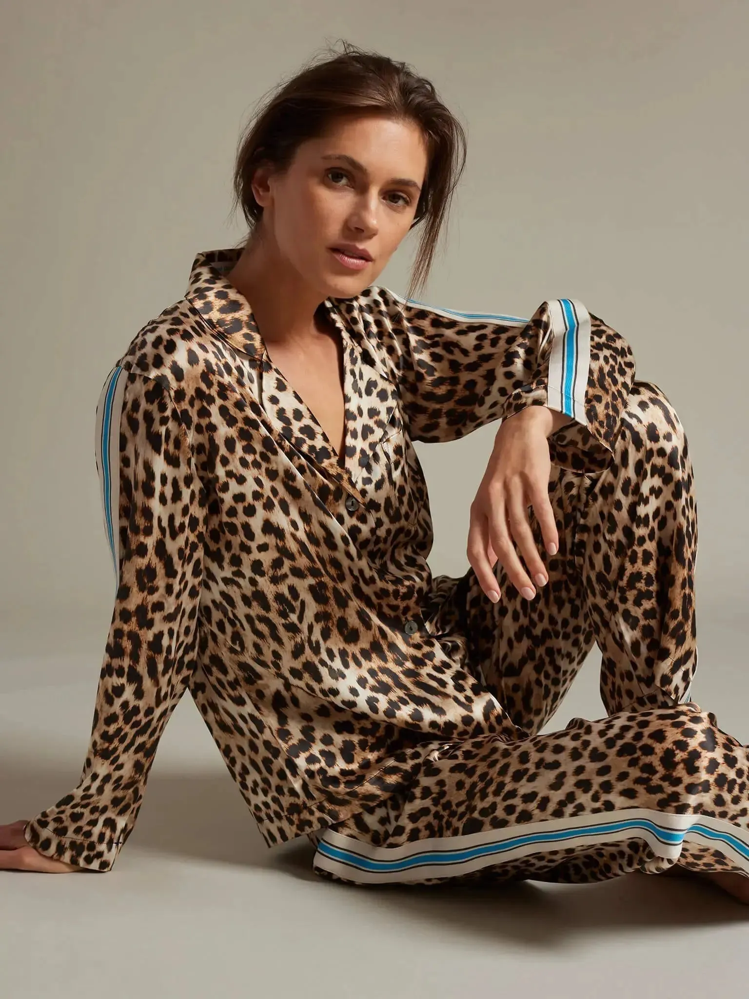 Women's Leopard Silk Pajama Set