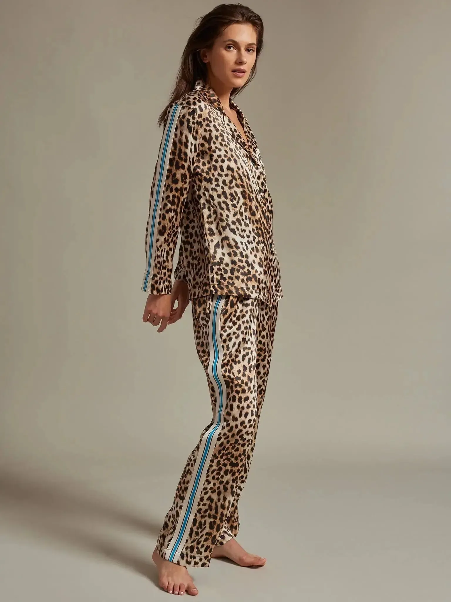 Women's Leopard Silk Pajama Set