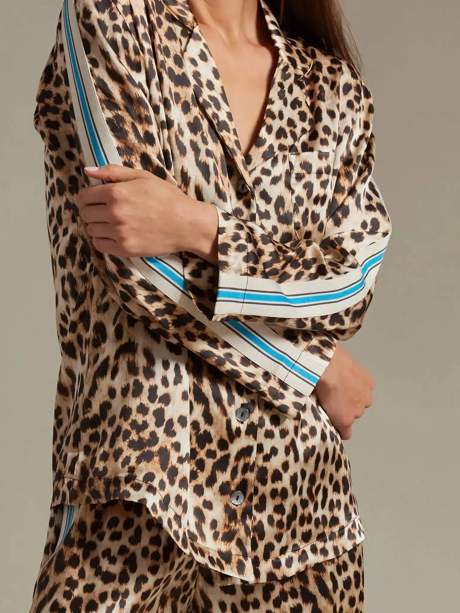 Women's Leopard Silk Pajama Set