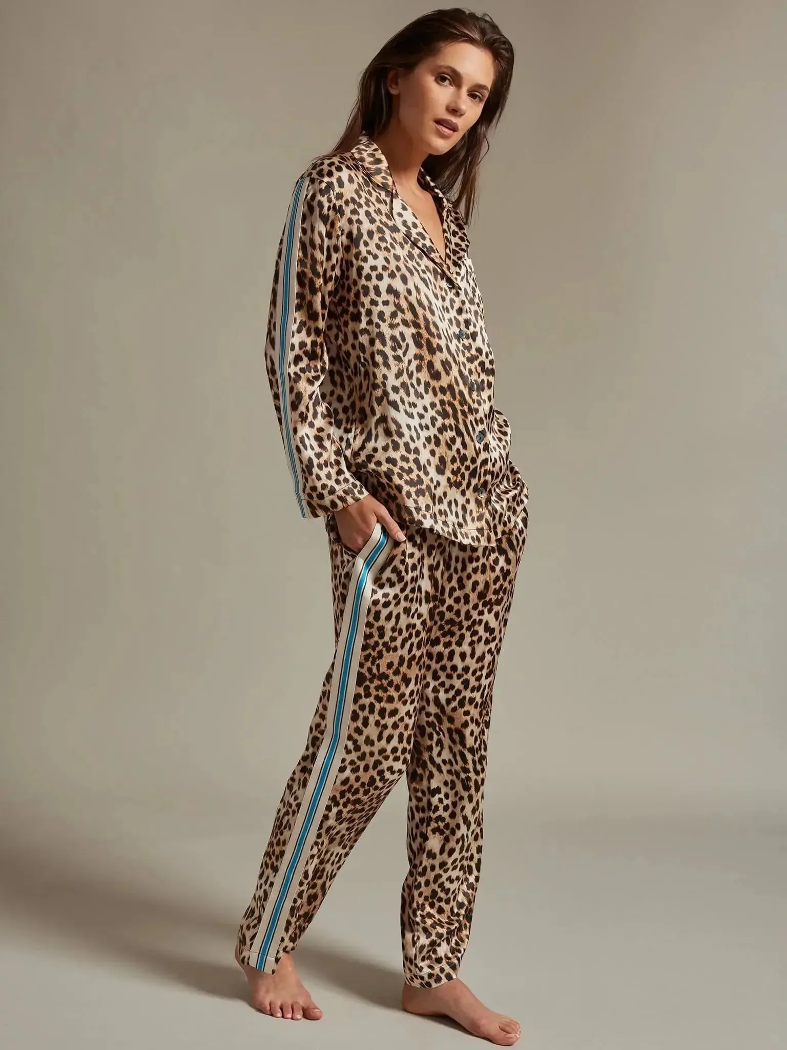 Women's Leopard Silk Pajama Set