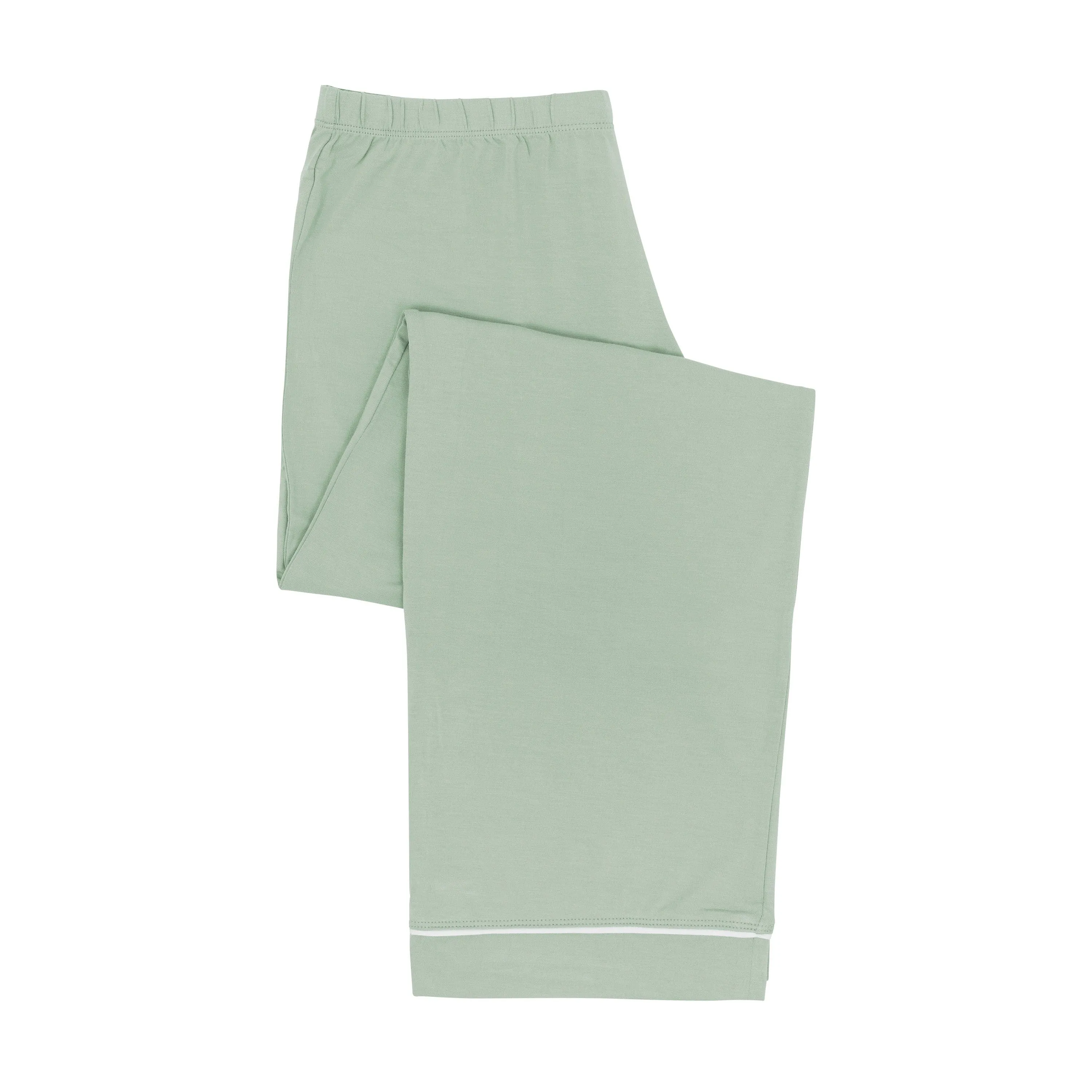 Women's Long Sleeve Pajama Set in Thyme with Cloud Trim