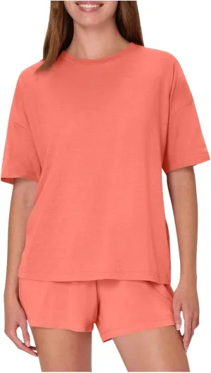 Womens Lounge Sets Two Piece Set Summer Outfits 2 Piece Pajama Short Sleeve Oversized Tshirts Elastic Waist Short
