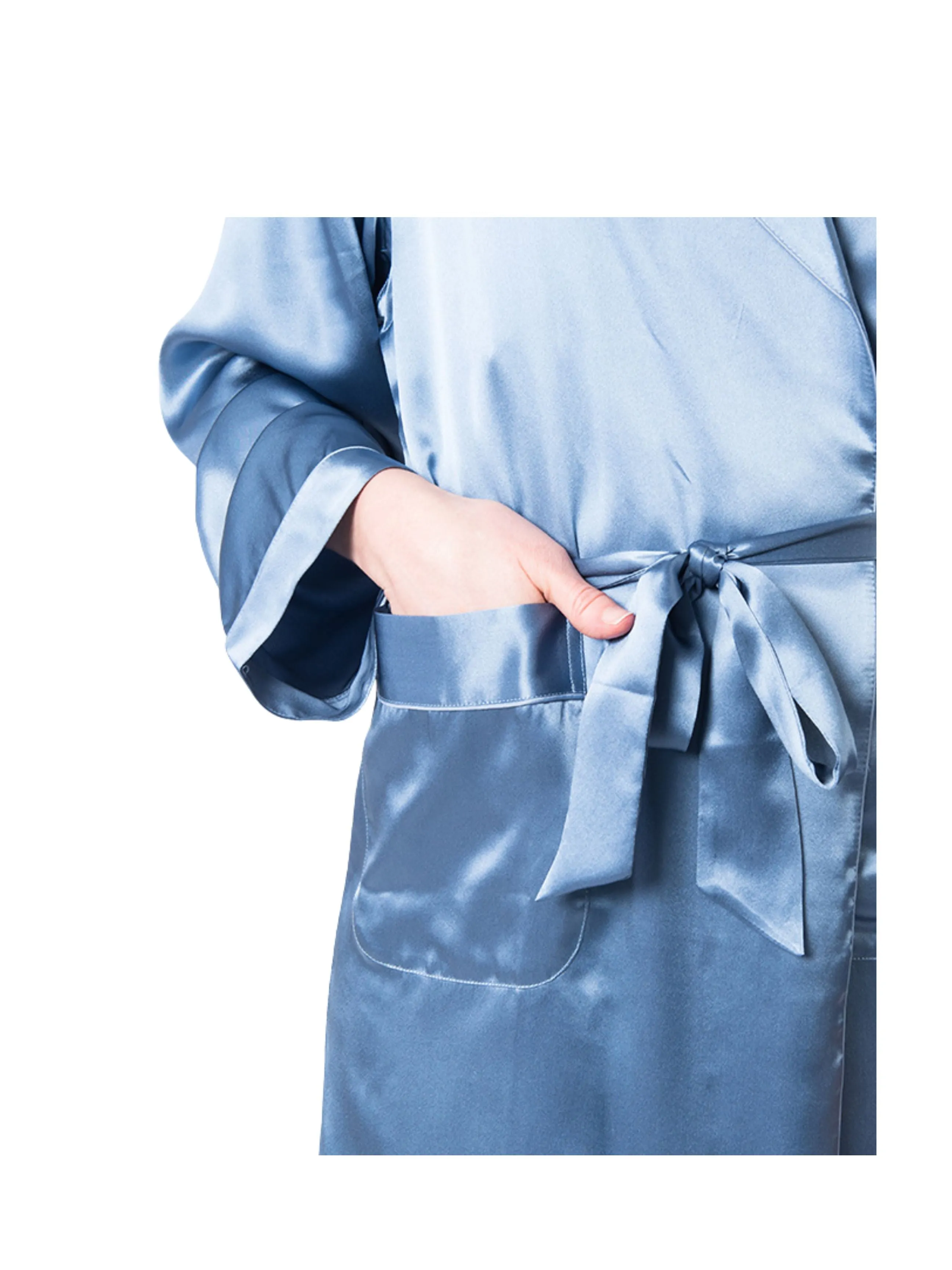 Women's  Mulberry Silk Robe Twilight Blue