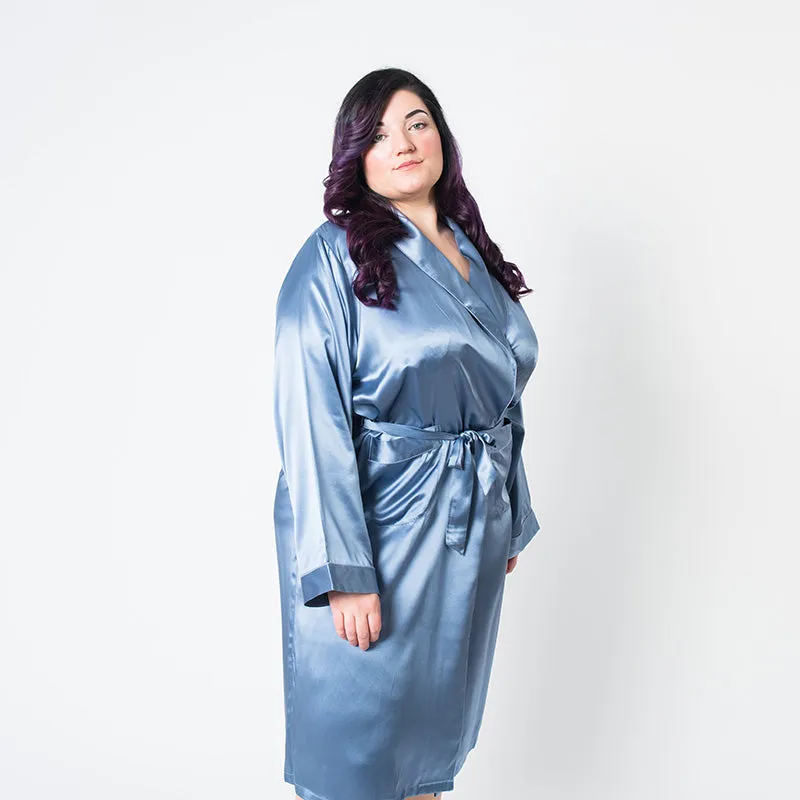 Women's  Mulberry Silk Robe Twilight Blue