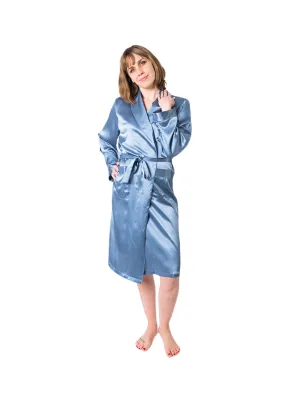 Women's  Mulberry Silk Robe Twilight Blue