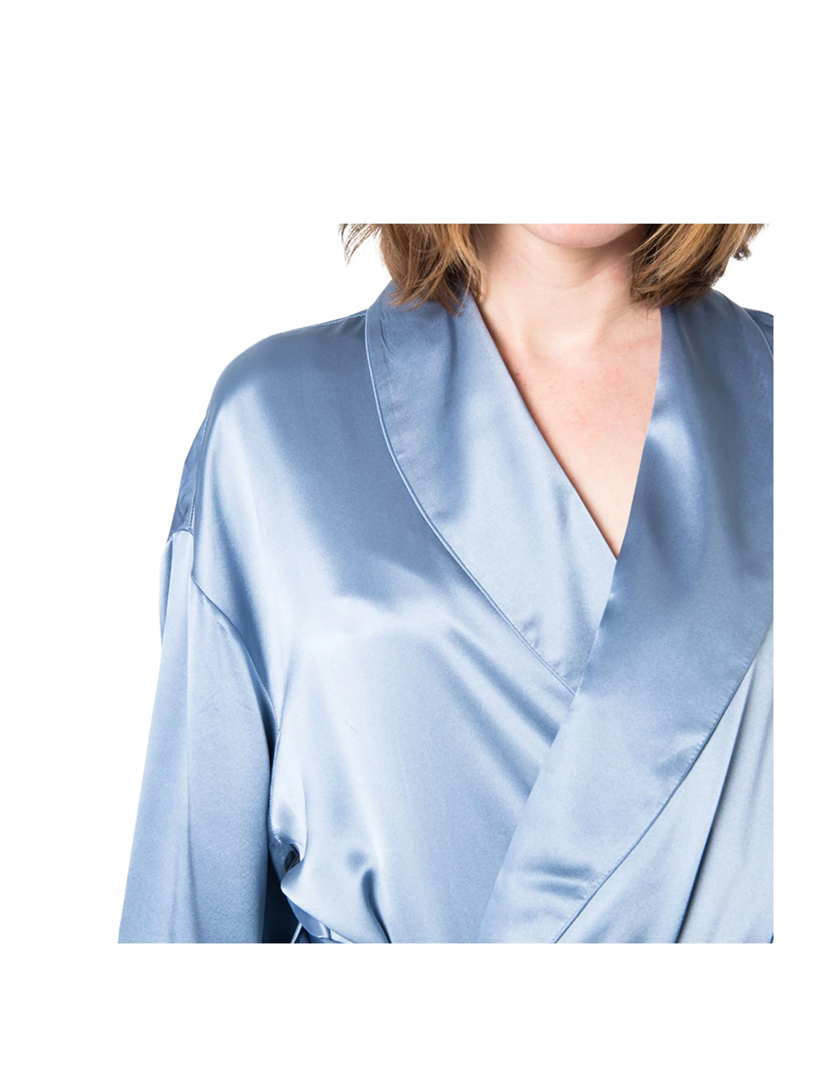 Women's  Mulberry Silk Robe Twilight Blue