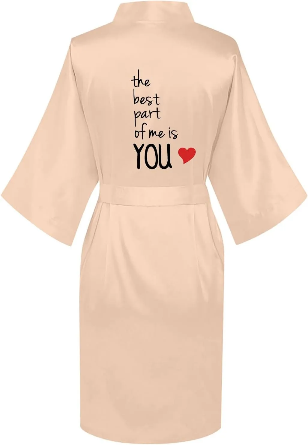 Women's Nightwear Satin Robe Valentines Lingerie Kimono Short Belted Robes Bridesmaids Sleepwear Pajama, S-2XL