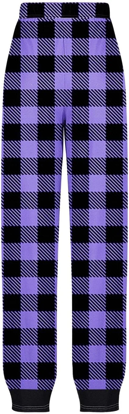 Womens Pajama Pants Buffalo Plaid Fleece Lounge Pants Soft and Cozy Pjs Bottoms 2024