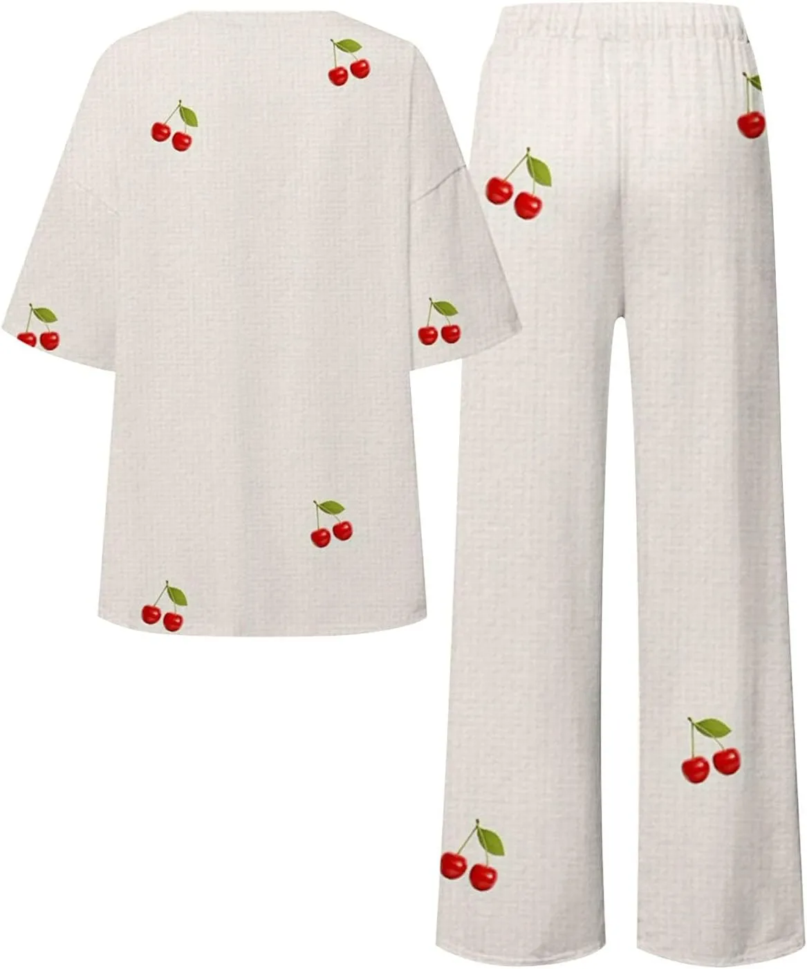Women's Pajama Set Women Suitable Summer O Neck Loose Short Sleeve Floral Print Top Shirt with 2 Piece Lounge Set Pj