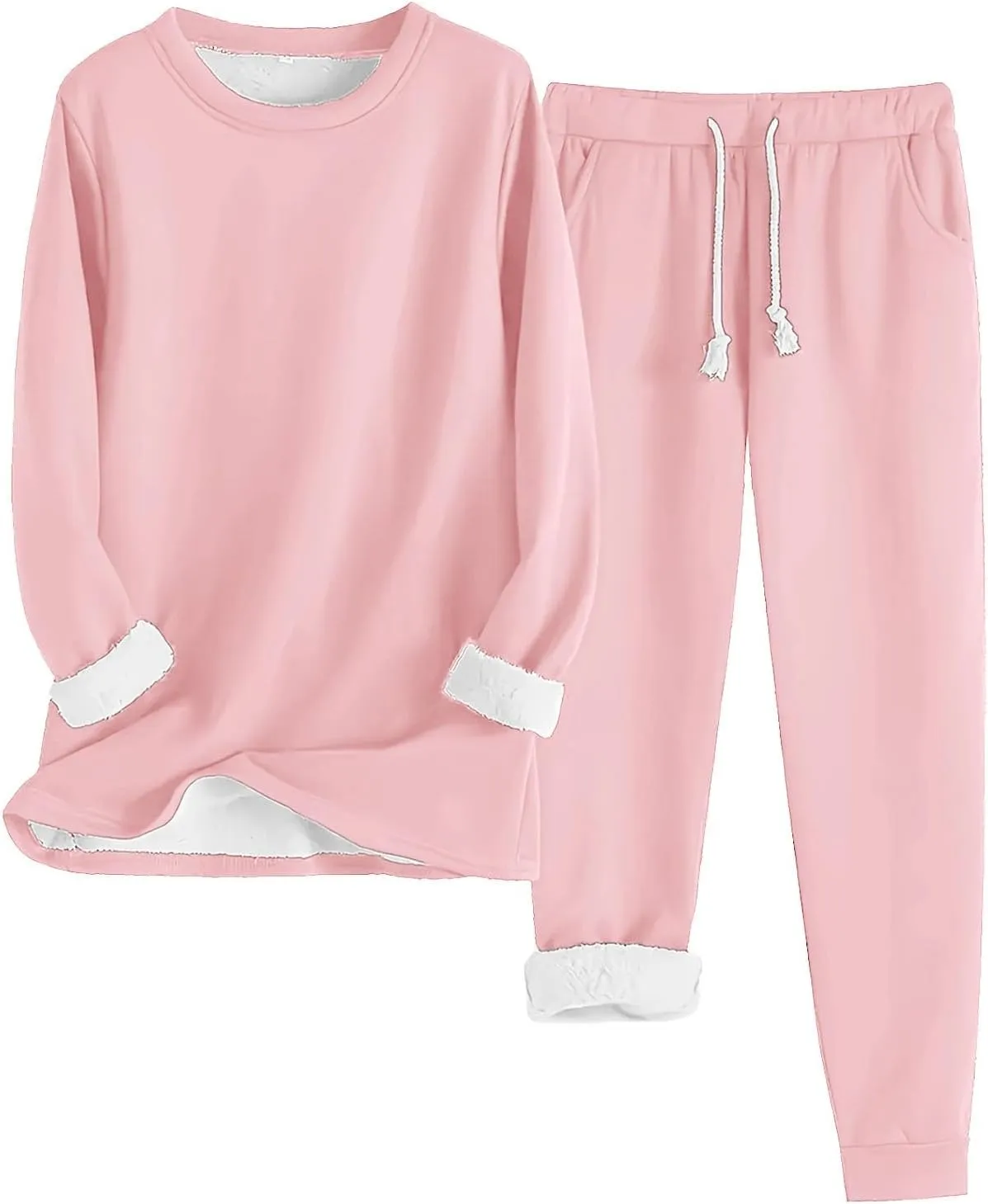 Women's Pajama Set Women's Fleece Solid Color Casual Comfort Warm Cotton Padded Home Pantsuit Short Sleeve Sleepwear