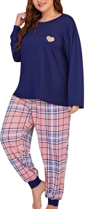 Womens Pajama Sets 2 Piece Cozy Long Sleeve Pj Set Ladies Lounge Set Girls Sleepwear Loungewear Nightwear Plus Size