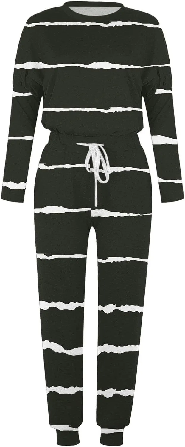 Womens Pajama Sets 2 Piece Women's Two Outfit Long Sleeve Crewneck Pullover Tops and Long Pants Tracksuit Sweatsuits