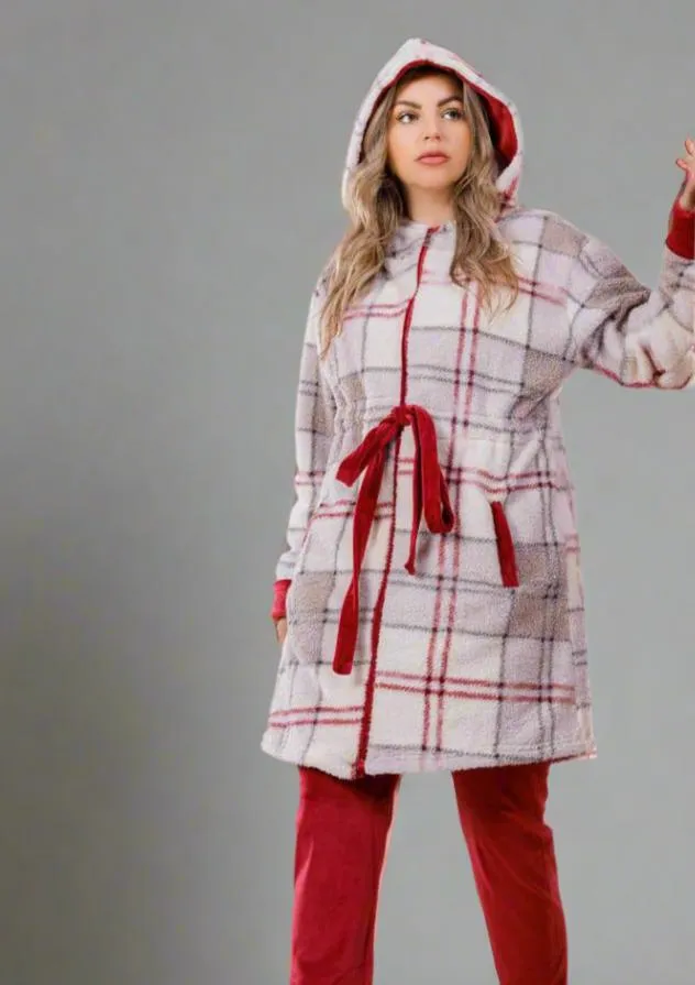 Women's pajamas, 3 pieces, T-shirt   pants   short robe