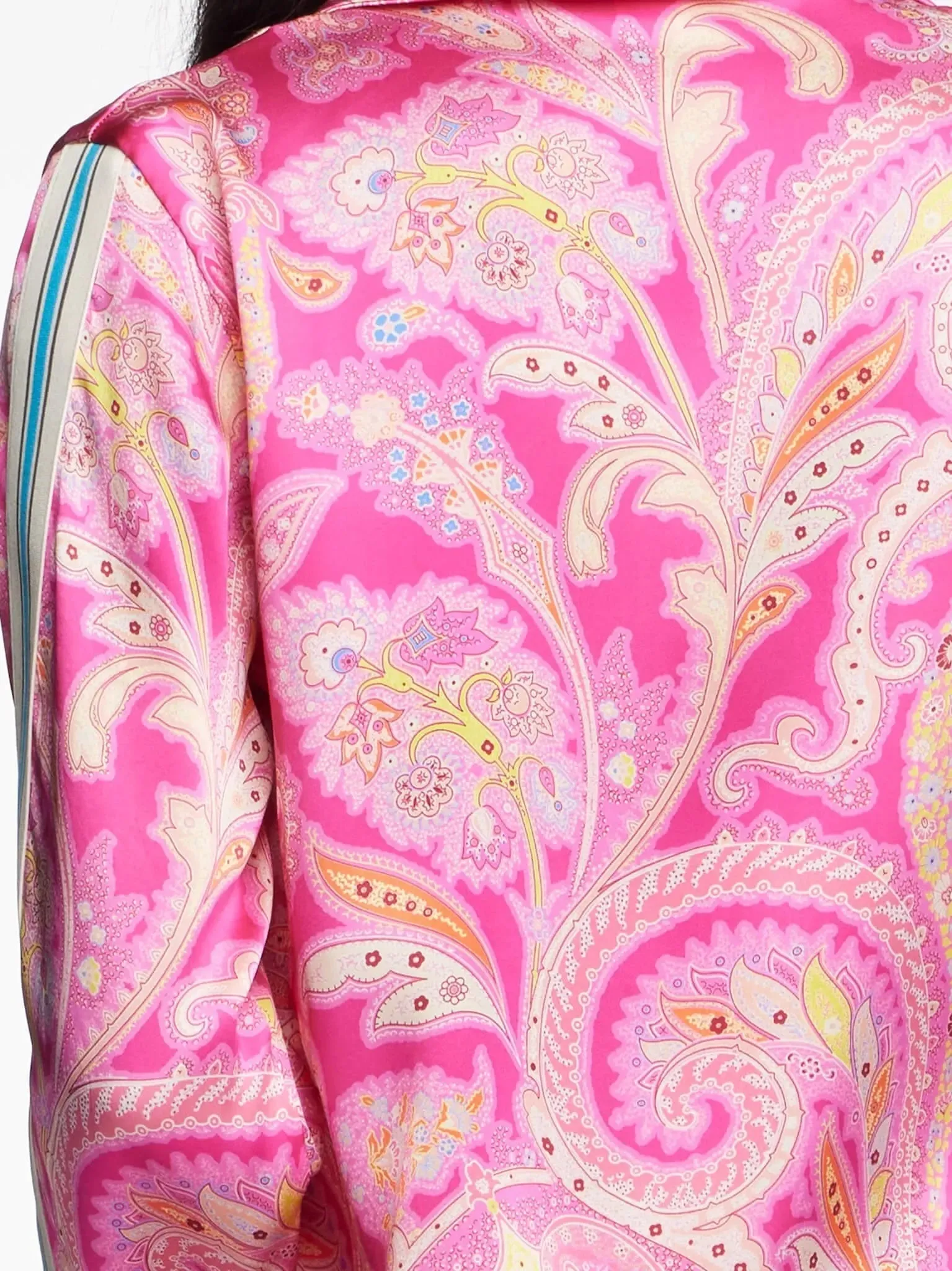 Women's Pink Palm Beach Paisley Silk Pajama Set With Stripe