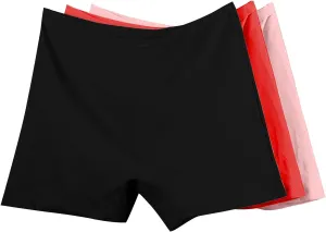 Women's Plus Size Cotton Boxer Briefs Elastic High Waist Leak Proof Underwear 3 Pieces Solid Color Comfy Panties