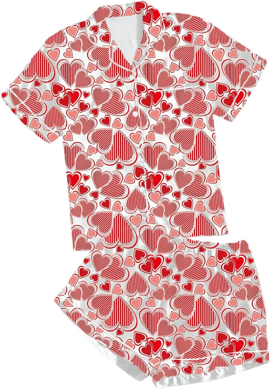 Womens Plus Size Short Sleeve Shorts Pajamas Set Love Printed Tshirts Shorts 2pieces Sleepwear Nightwear Soft Pjs Lounge Sets