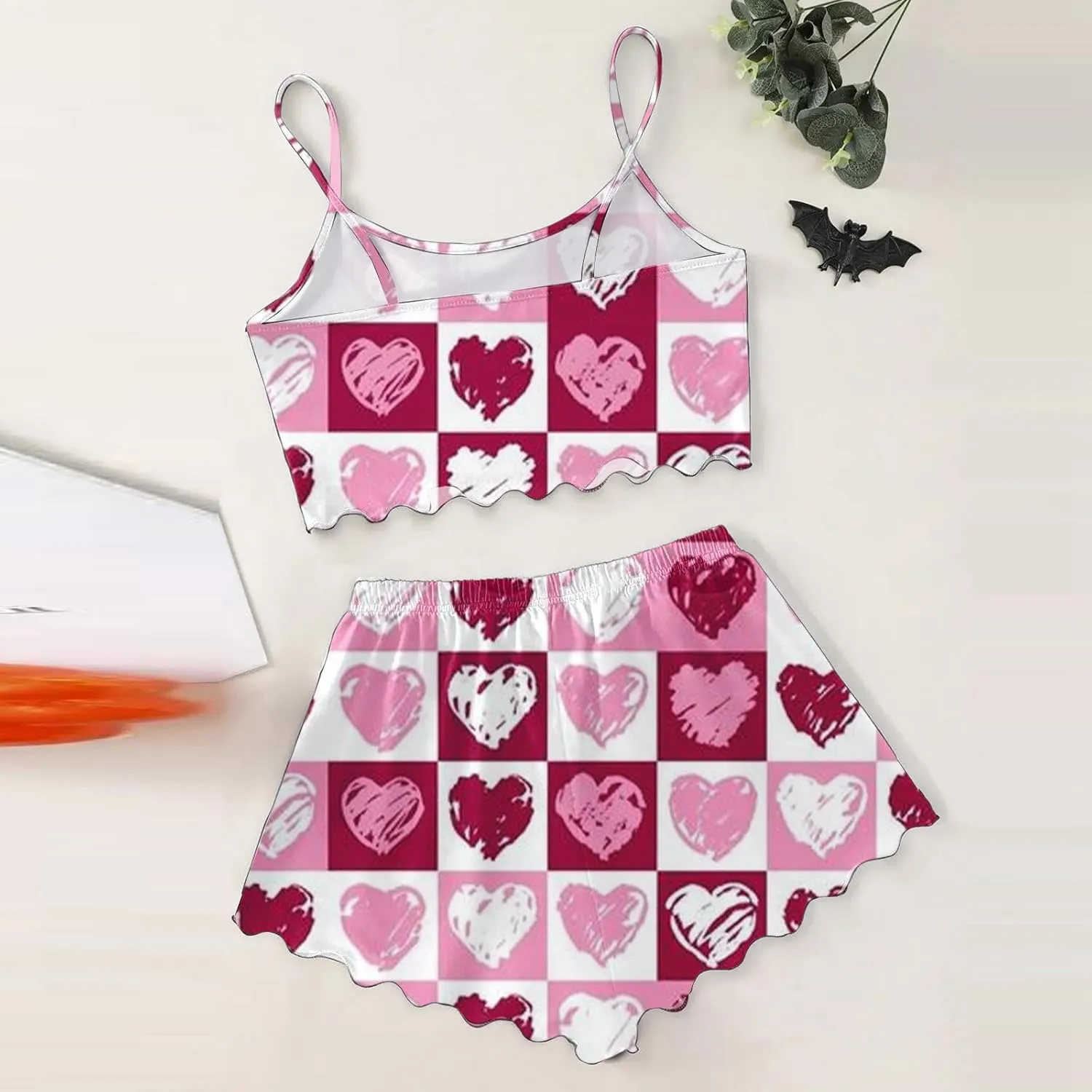 Womens Plus Size Shorts Pajamas Set Cropped Camisole Tops with Shorts 2pieces Black Sleepwear Nightwear Soft Pjs Lounge Sets