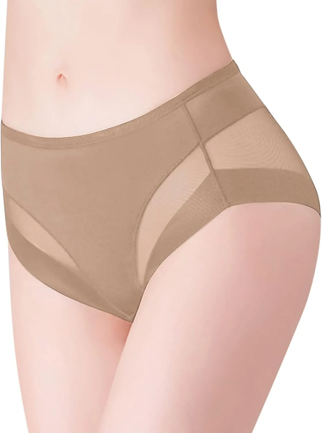 Womens Plus Size Underwear Mesh Sheer See Through Cotton Breathable Underwear Soft Comfortable Stretch Solid Color Panties