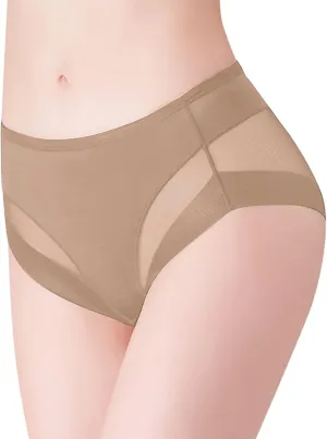 Womens Plus Size Underwear Mesh Sheer See Through Cotton Breathable Underwear Soft Comfortable Stretch Solid Color Panties