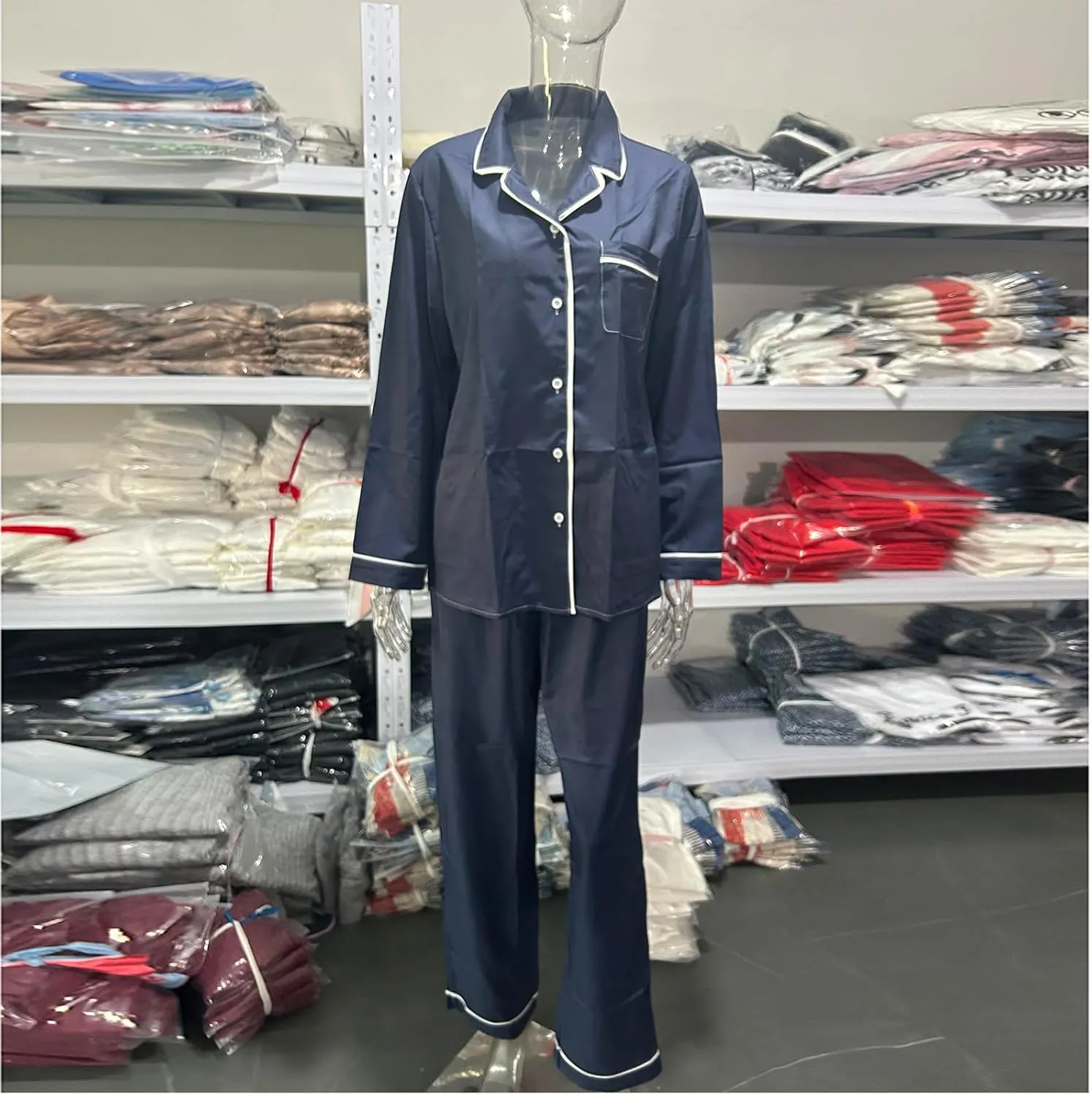 Women's Printed Pajama Set Long Sleeve Button Down Tops Full-Length Bottom Sleepwear Nightwear Soft Pjs Lounge Sets