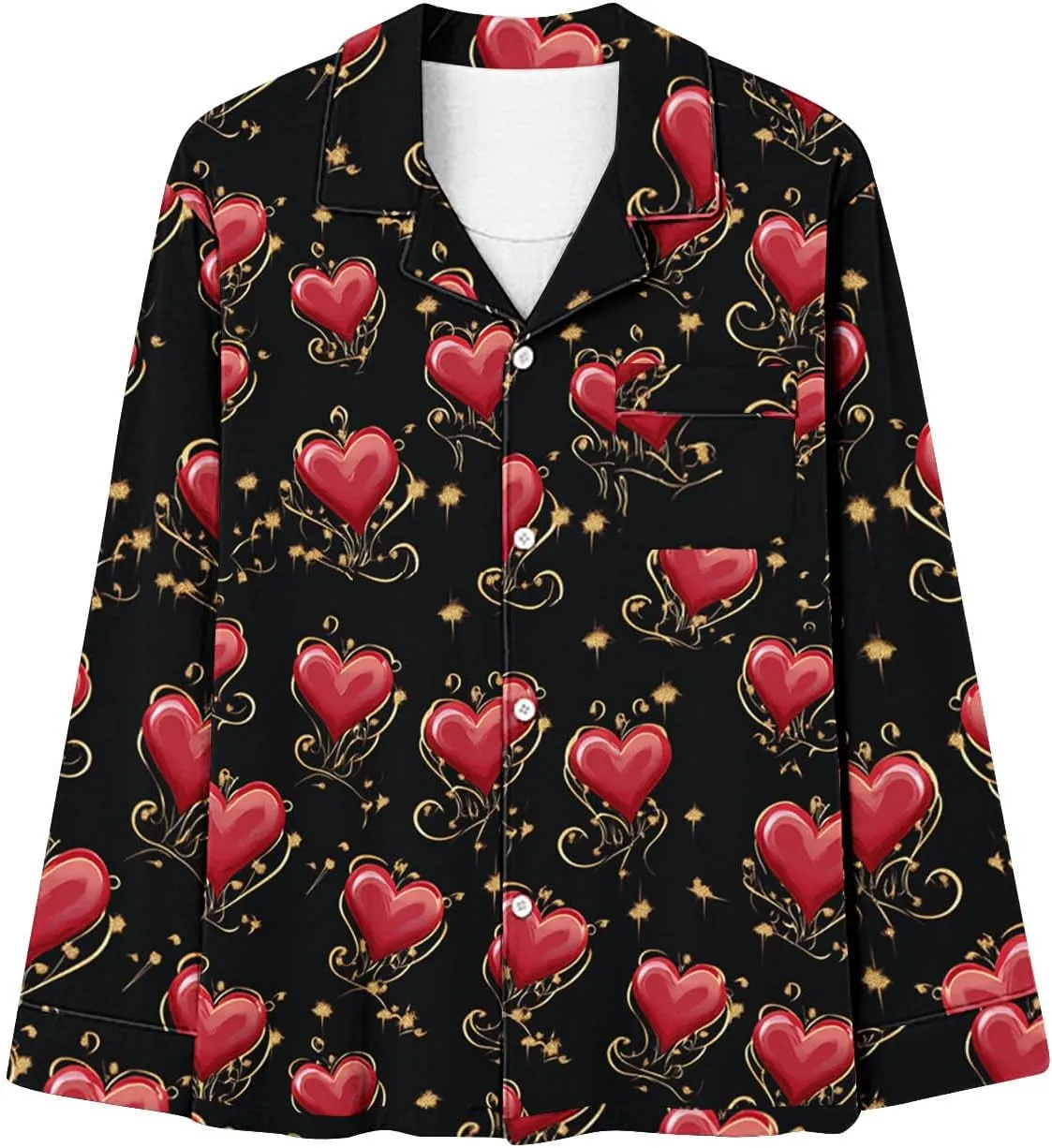 Women's Printed Pajama Set Long Sleeve Button Down Tops Full-Length Bottom Sleepwear Nightwear Soft Pjs Lounge Sets