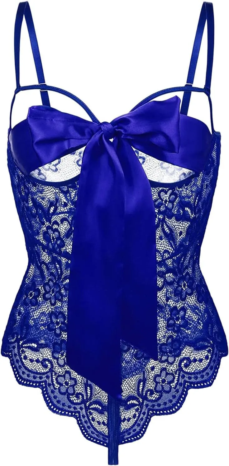 Women's Red Plaid Lace Lingerie Set,Backless Conjoined Bodysuit,Sexy Babydoll Lingerie for Romantic Nights