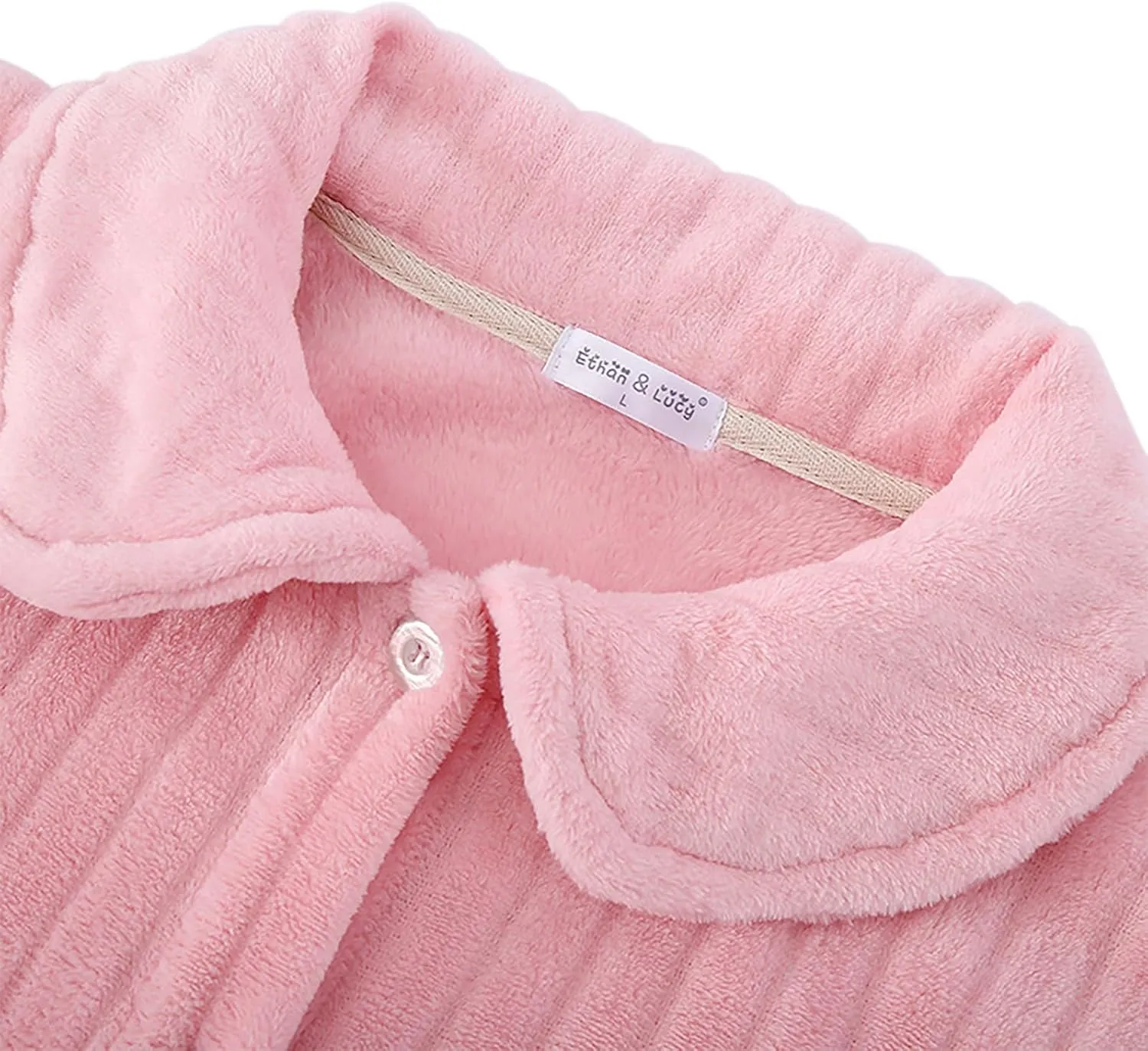 Womens Ribbed Knit Pajama Sets Comfy Nightgown And Pants Flannel Pajama Sleepwear Long Sleeve Soft Pjs Lounge Set