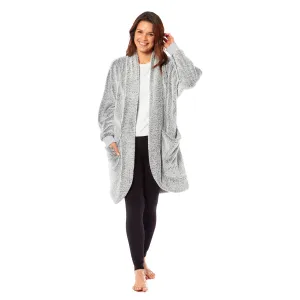 Women's Shimmer Grey Soft Touch Cardi Gown Luxury House Coat Elegant Loungewear Cozy Fit Robe Versatile Stylish Homewear by Daisy Dreamer