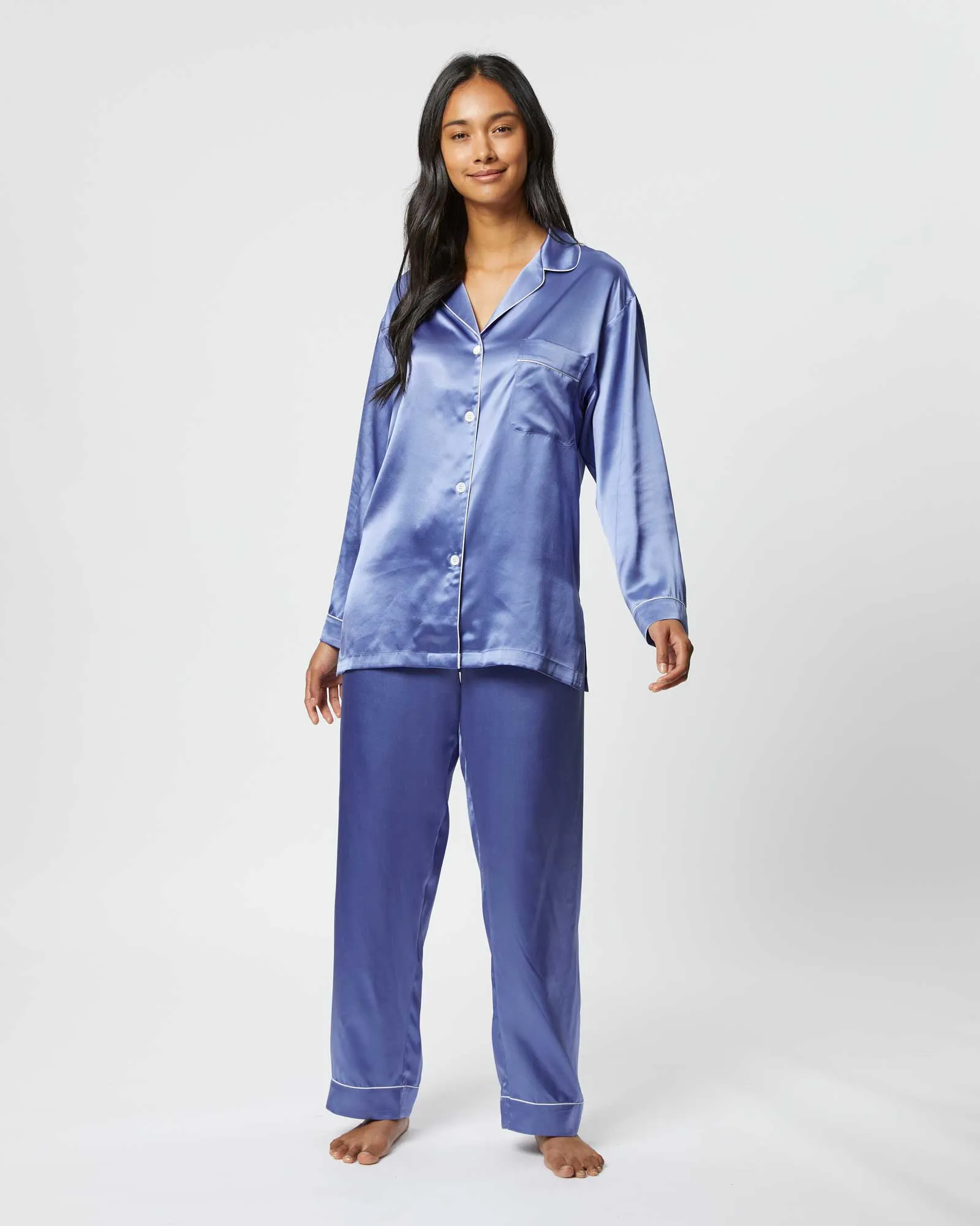 Women's Silk Pajamas - Periwinkle