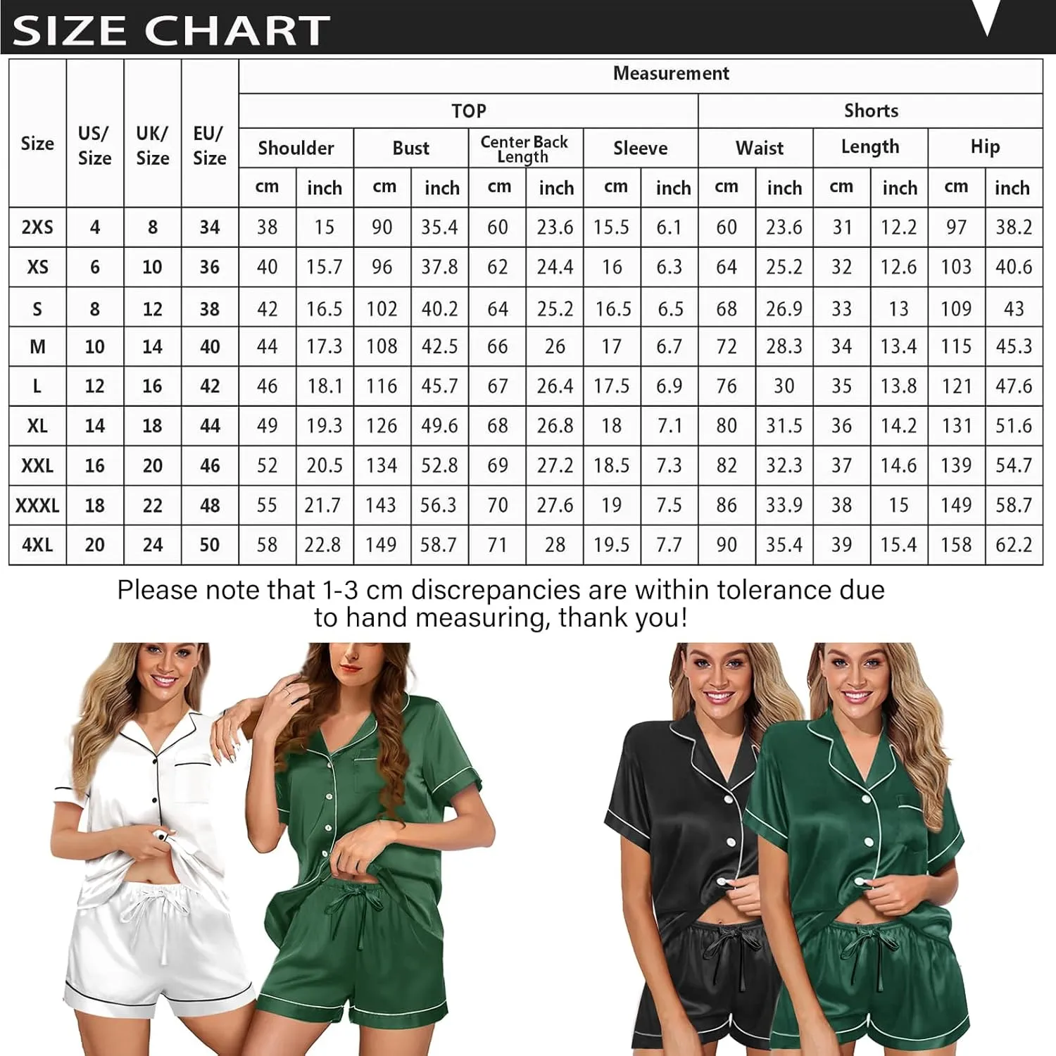 Womens Silk Satin Pajamas Loungewear Two-Piece Sleepwear Button-Down Floral Pj Set XS-4XL