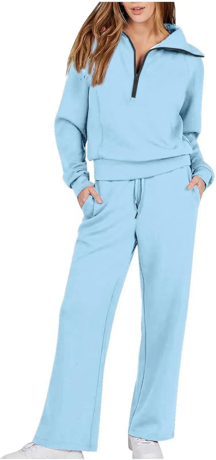 Womens Silk Satin Pajamas Set Women's Long Sleeved Zipper Stand Up Collar Sports Pants Set Sleepwear Pj Sets with