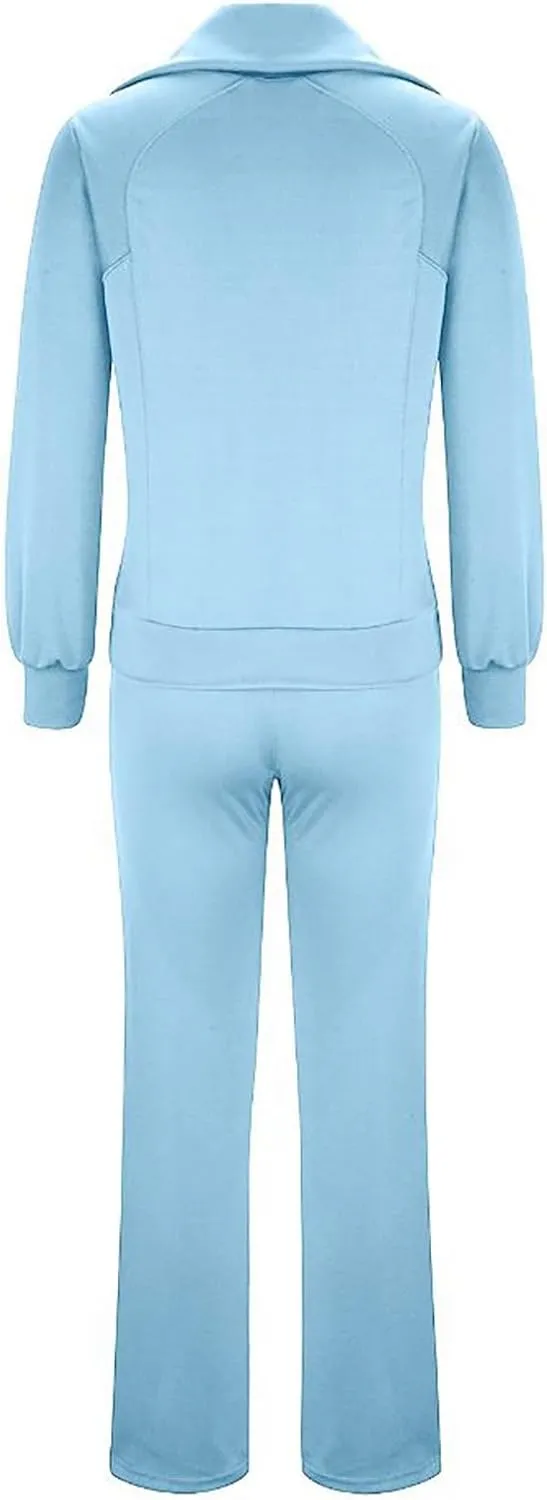 Womens Silk Satin Pajamas Set Women's Long Sleeved Zipper Stand Up Collar Sports Pants Set Sleepwear Pj Sets with