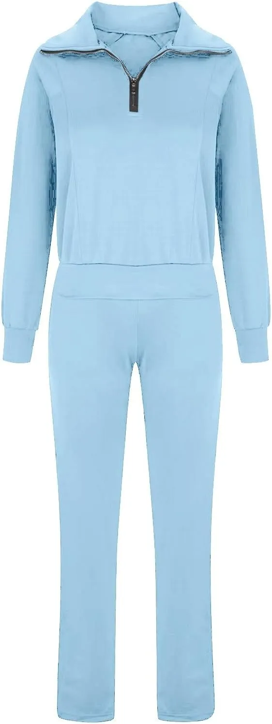 Womens Silk Satin Pajamas Set Women's Long Sleeved Zipper Stand Up Collar Sports Pants Set Sleepwear Pj Sets with