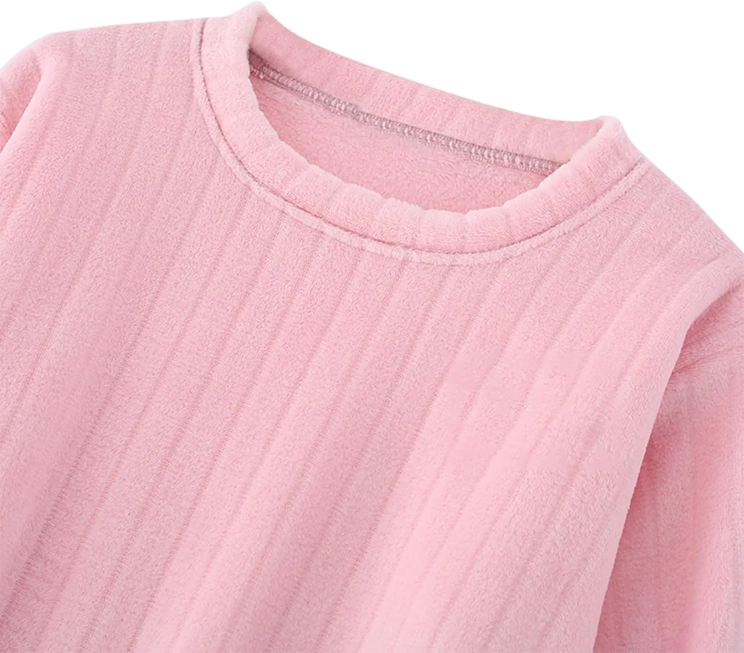 Womens Striped Fleece Lounge Set Long Sleeve Round Neck Top and Sweatpants 2 Piece Soft Sleepwear Plush Warm Jammies