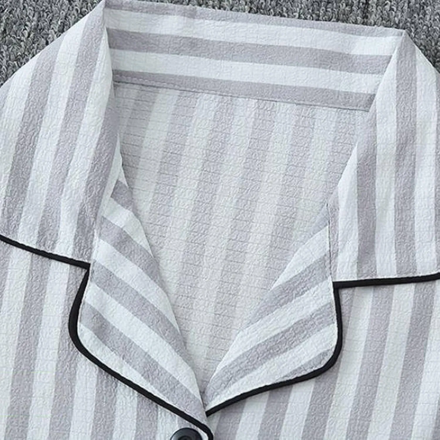 Women's Striped Pajama Sets Button Down Long Sleeve Sleepwear Tops & Comfy Pjs Bottom & Eye Mask 3 Piece Set