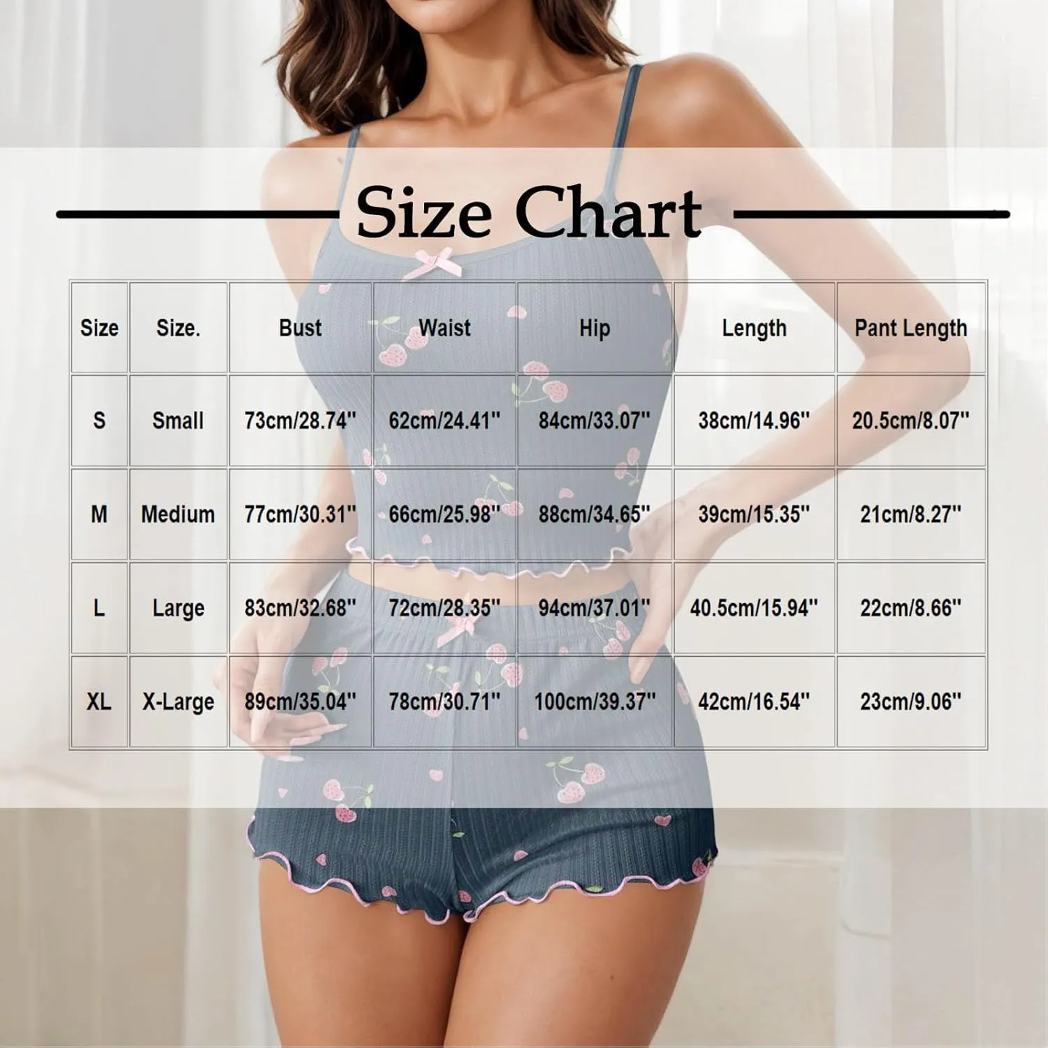 Women's Summer Cute Crop Pajama Set, Sleeveless Elastic Comfy Camisole Tops and Shorts Ribbed Lounge Nightwear