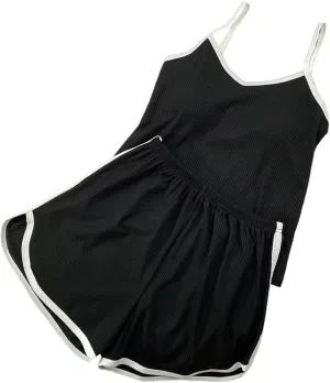 Women's Summer Sleeveless Crop Pajama Sets, Casual Comfy Camisole Sleepwear Matching Baggy Shorts Loungewear Pjs