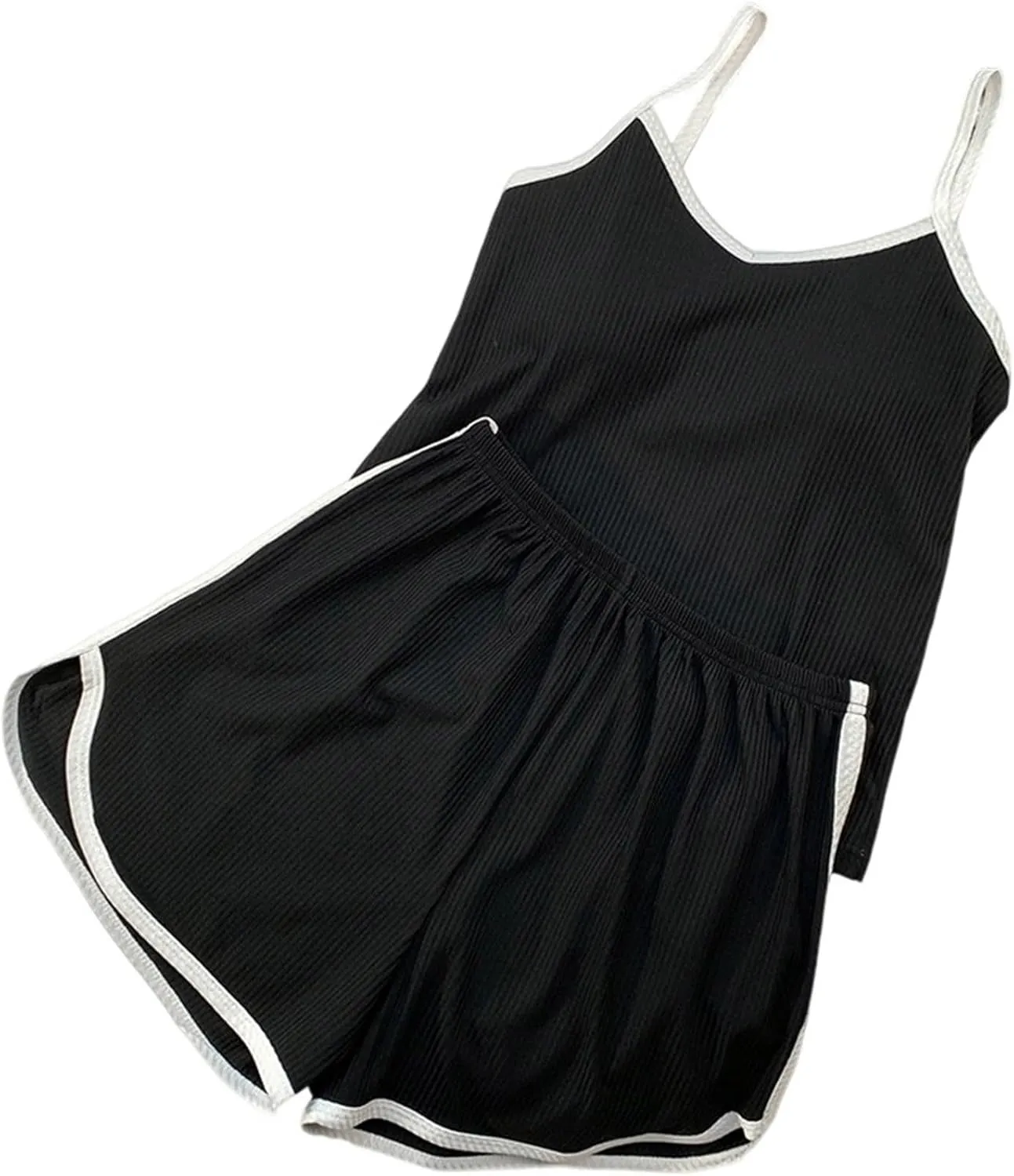 Women's Summer Sleeveless Crop Pajama Sets, Casual Comfy Camisole Sleepwear Matching Baggy Shorts Loungewear Pjs