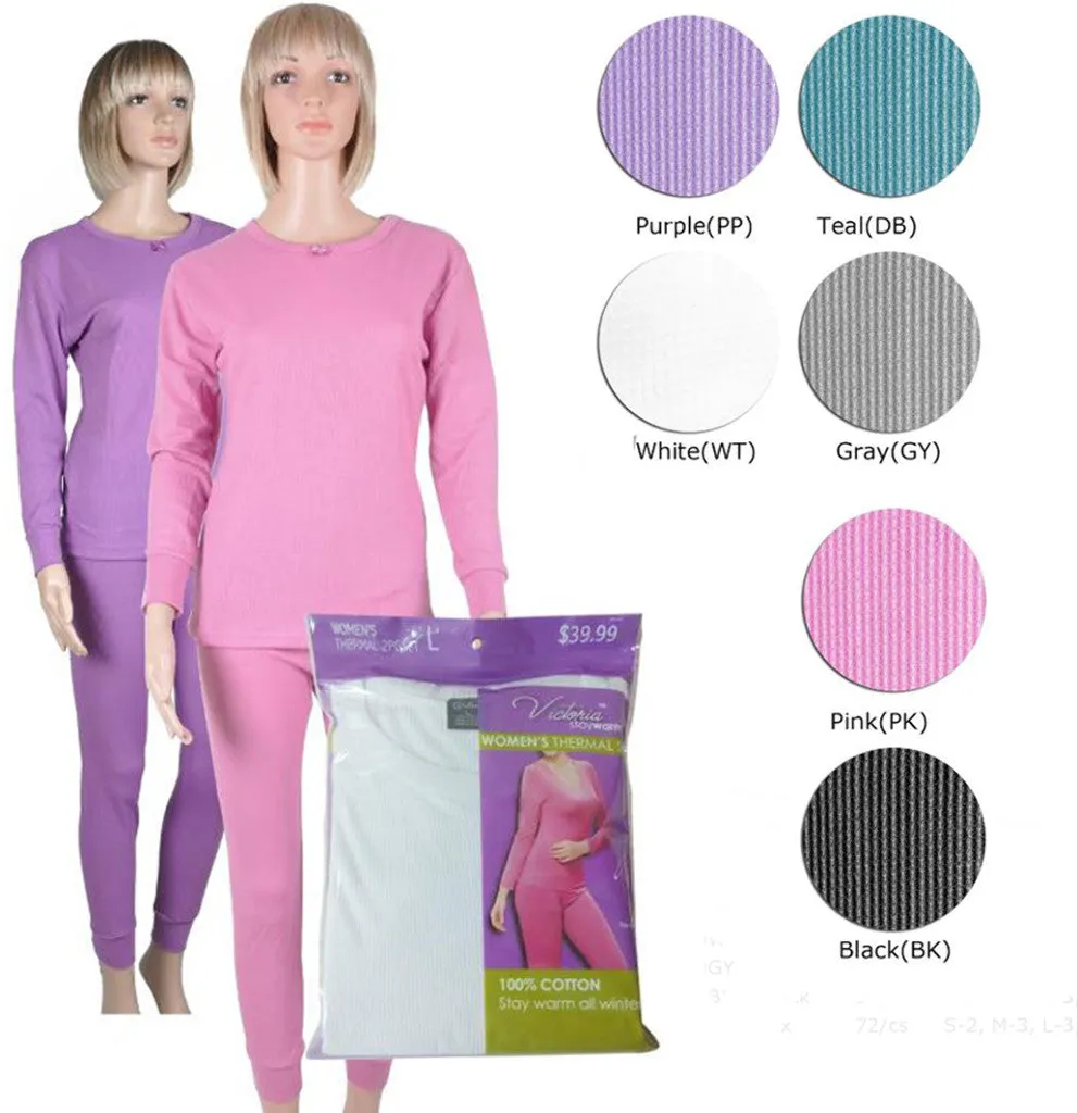 women's thermal underwear sets - gray Case of 36